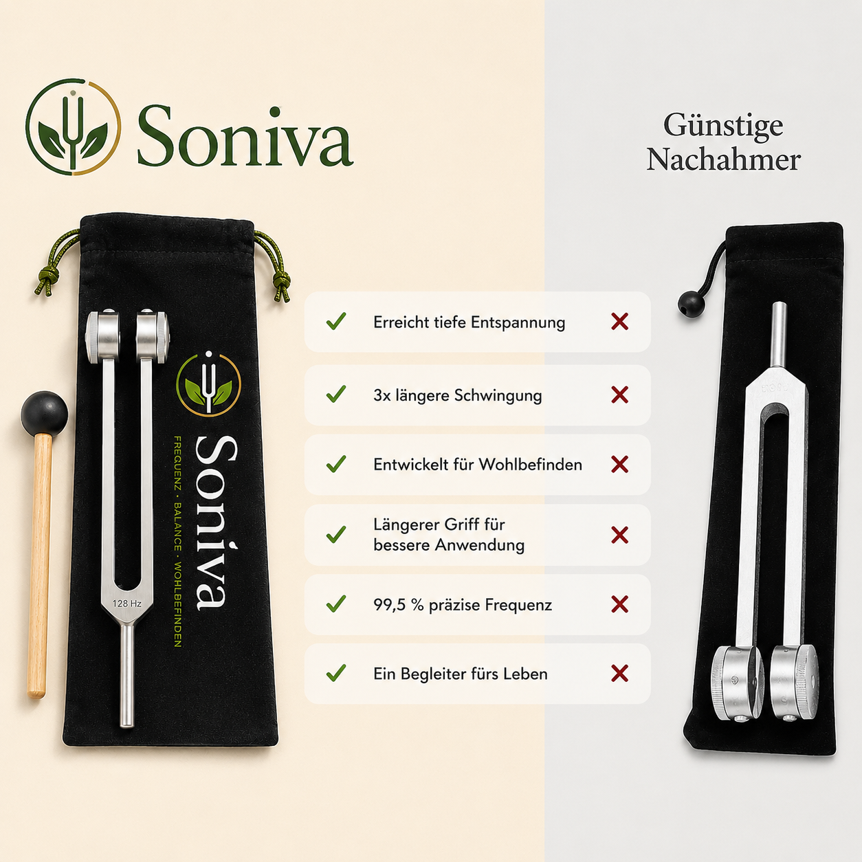Soniva 128 Hz Stimmgabel - Das Heilungs-Instrument